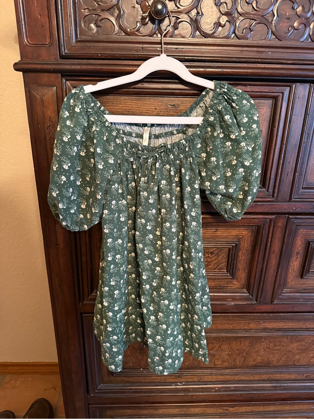 Sabrina Mini Dress - Green Ditsy
